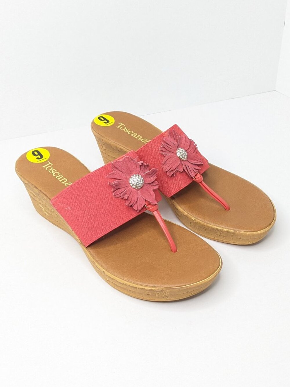 Toscanella Fee Thong Wedge Sandals Pink Women's 9
